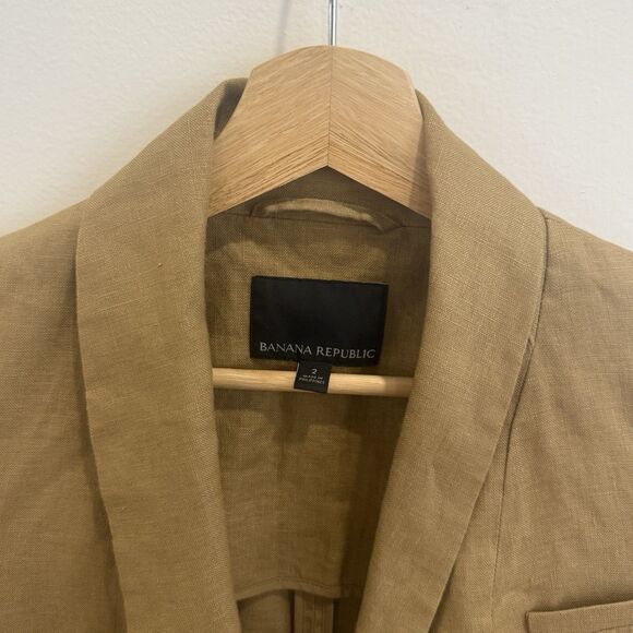 Banana Republic 100% Linen Blazer Iced Latte Size 2 - Picture 2 of 12